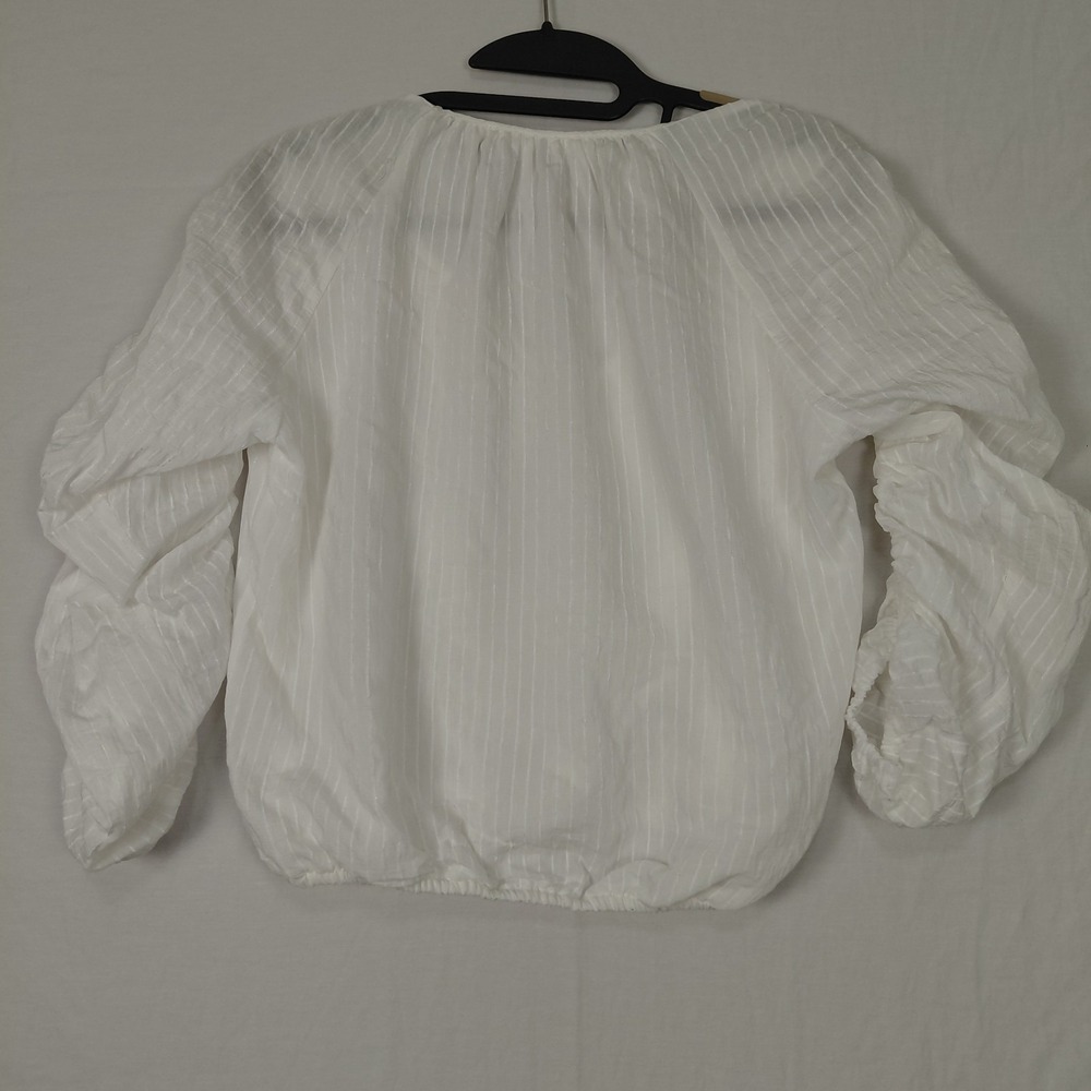 ASTR The Label Sz XS White Blouse Ruched Puff Sleeve Womens Renaissance Cropped - Picture 5 of 11